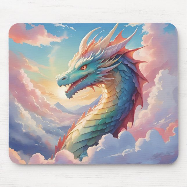 Mousepad Dragão colorido no céu (Frente)