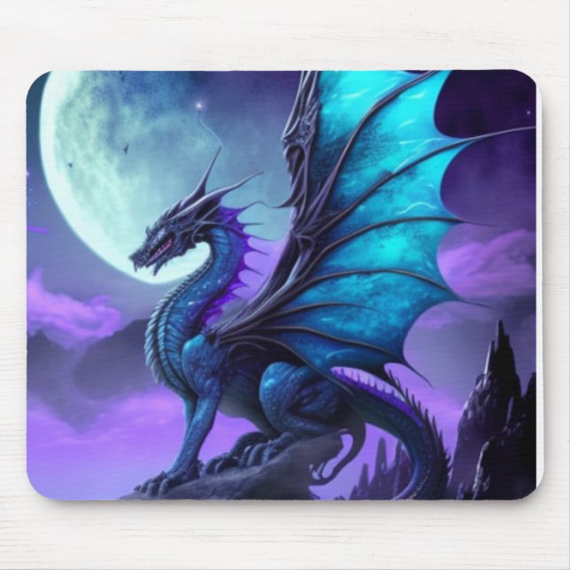 Mousepad Dragão com asa azul (Frente)
