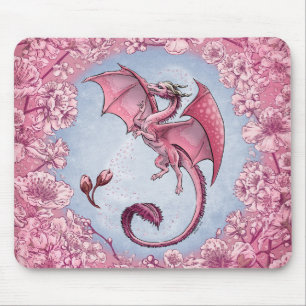 Mousepad Dragão cor-de-rosa da arte da fantasia da naturez