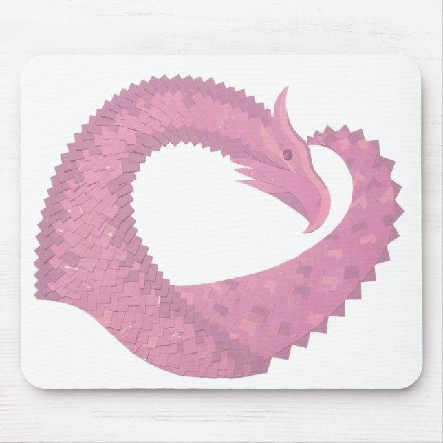 Mousepad Dragão cor-de-rosa em branco (Frente)