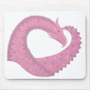 Mousepad Dragão cor-de-rosa sobre branco