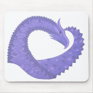 Mousepad dragão coração azul claro sobre branco