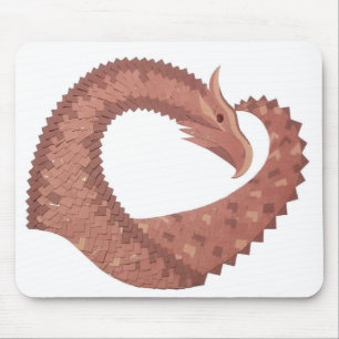 Mousepad Dragão-coração castanho em branco