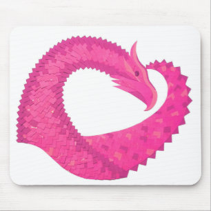 Mousepad Dragão de coração rosa quente em branco