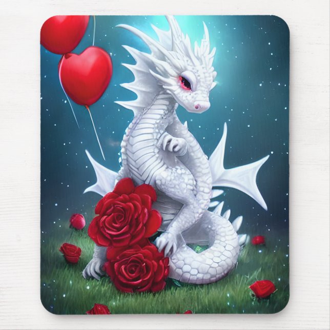 Mousepad Dragão do Amor do Namorados Branco (Frente)