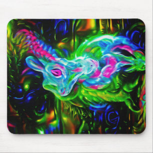 Mousepad Dragão do Coelho Psicodélico em Neon Fantasy