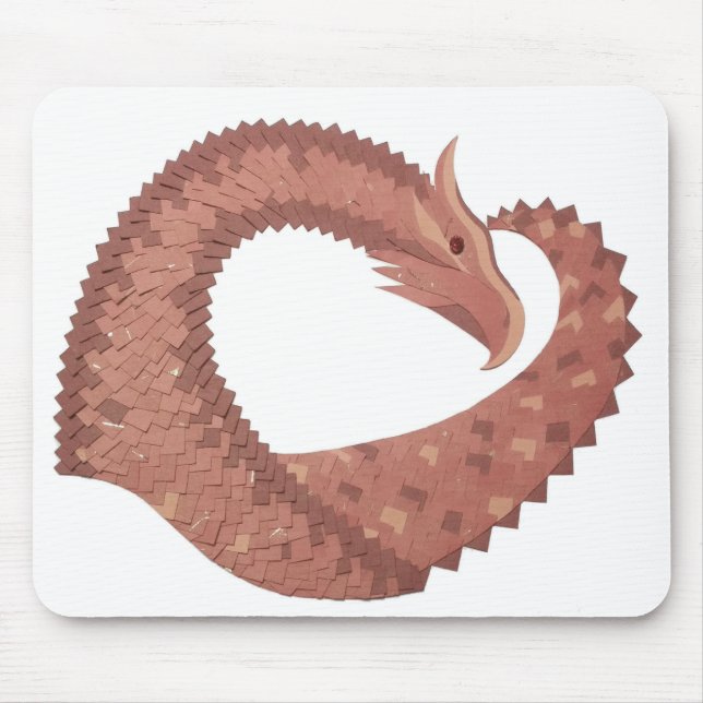 Mousepad Dragão-do-coração castanho em branco (Frente)