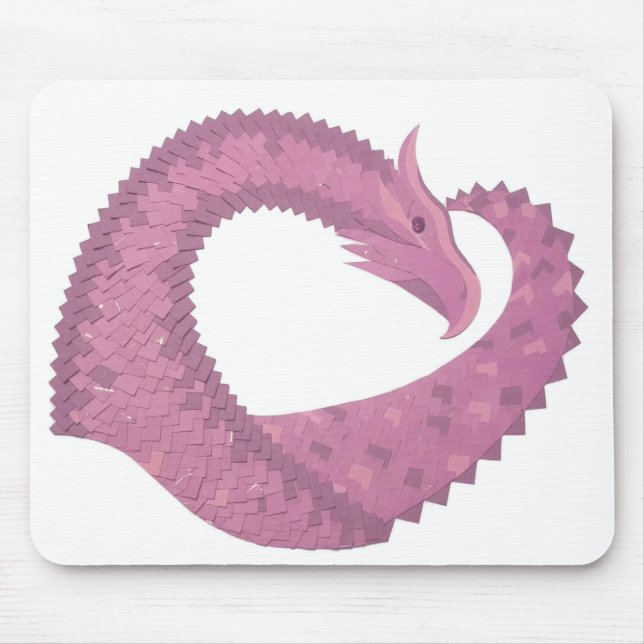 Mousepad Dragão do coração Mauve em branco (Frente)