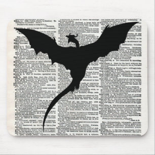 Mousepad Dragão do papel do dicionário do vintage medieva
