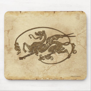 Mousepad Dragão do Vintage Old World sobre o efeito do per