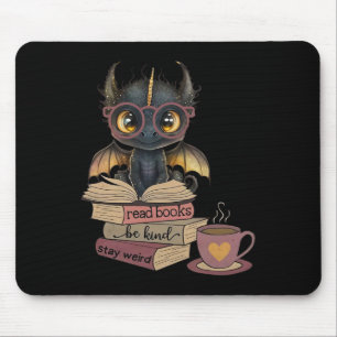 Mousepad Dragão Engraçado Lê Livros Seja Gentil Fique Estra