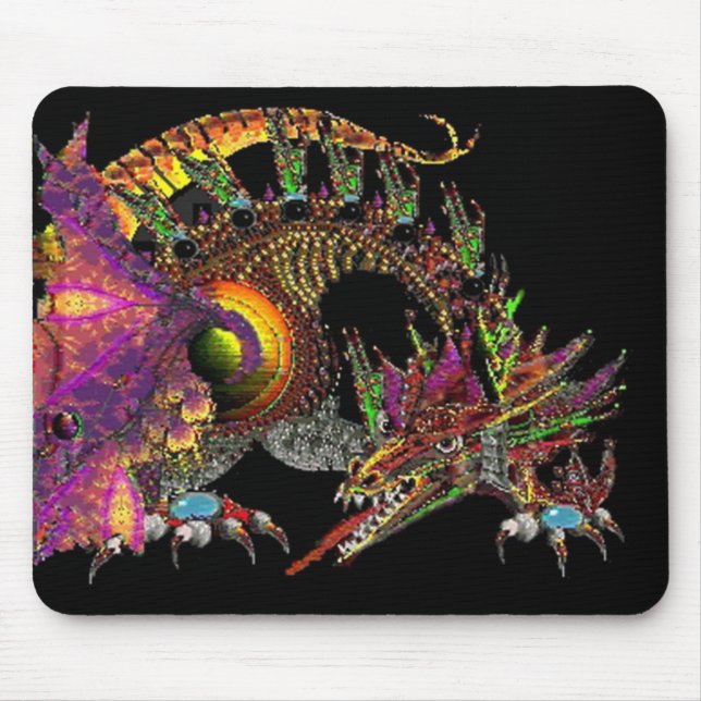 MOUSEPAD DRAGÃO/FANTASIA DOURADO DRAGÃO EM ROLA E PRETO (Frente)
