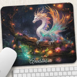 Mousepad Dragão Florestal Encantado Personalizado<br><div class="desc">Transforme seu espaço de trabalho em um reino mágico com este chantageado mouse pad com um dragão majestoso aninhado dentro de uma floresta etérea. As cores vibrantes e os detalhes intrincados dão vida à cena, inspirando criatividade e maravilha. A superfície lisa garante movimentos precisos do rato enquanto o apoio não...</div>