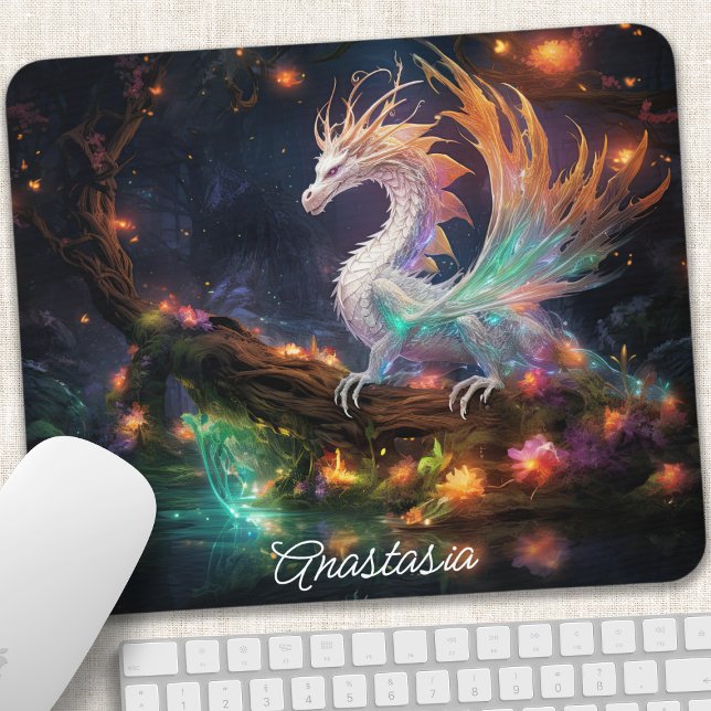 Mousepad Dragão Florestal Encantado Personalizado (Criador carregado)