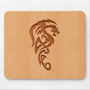 Mousepad Dragão gravado no efeito de madeira