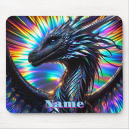 Mousepad Dragão Iridescente com Fundo Vibrante