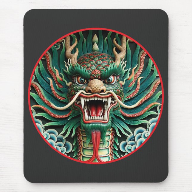 Mousepad Dragão japonês e tradições xibudistas (Frente)