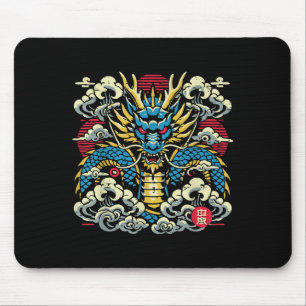 Mousepad Dragão Japonês Nuvens Vintage Animes Wome