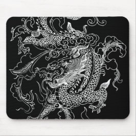 Mousepad Dragão Negro e Branco