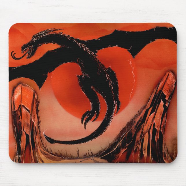 Mousepad Dragão Negro Tomando Voo (Frente)