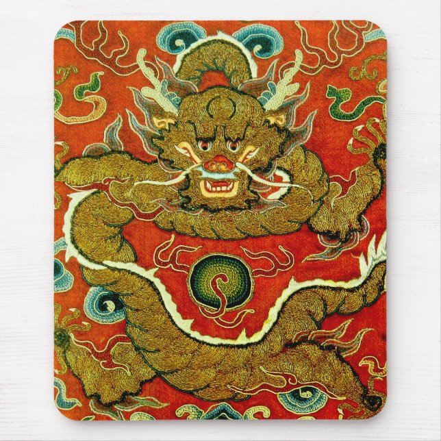 Mousepad Dragão ouro bordado chinês dinastia Qing (Frente)