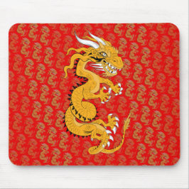 Mousepad Dragão ouro em Vermelho