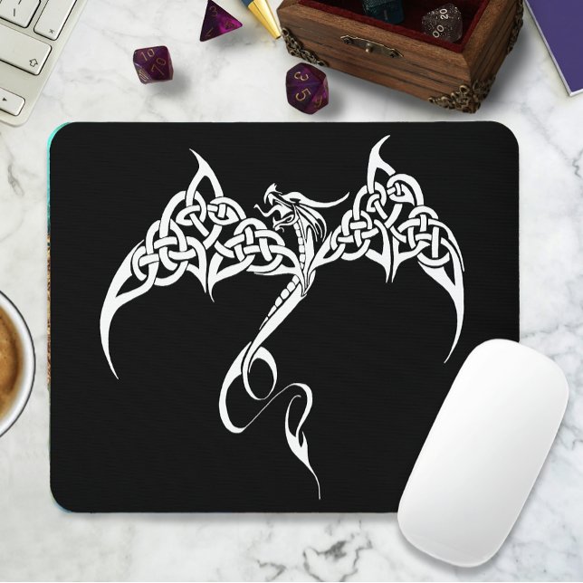 Mousepad Dragão Preto Tribal Celular Branco (Criador carregado)