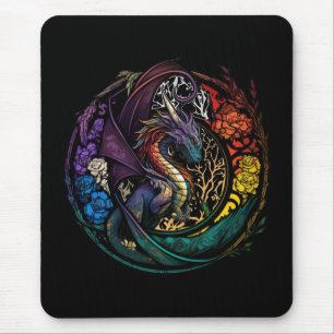 Mousepad Dragão Retrato Animal Vidro Armazenado Selvagem Li