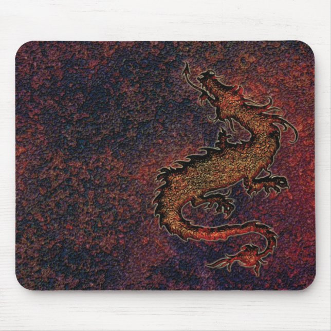 Mousepad dragão sobre fundo metálico enferrujado (Frente)