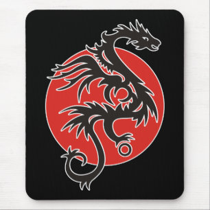 Mousepad Dragão Sol - preto vermelho branco + suas ideias