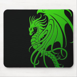 Mousepad Dragão tribal de voo - verde no preto