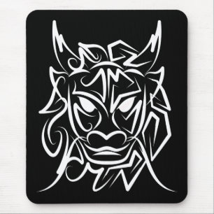 Mousepad Dragão Tribal Negro e Branco