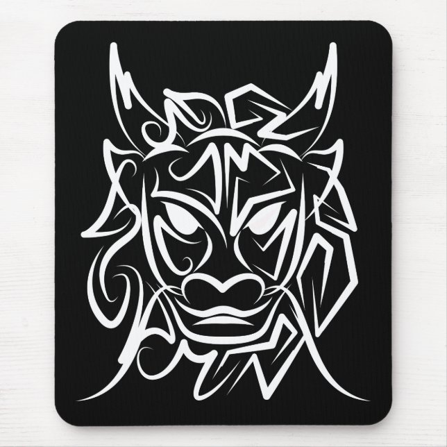 Mousepad Dragão Tribal Negro e Branco (Frente)