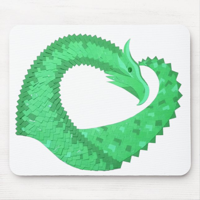 Mousepad Dragão verde no branco (Frente)