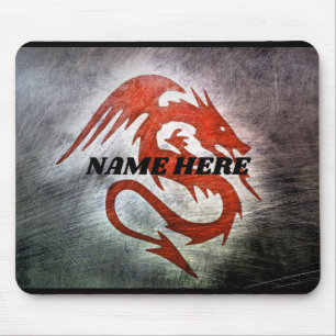 Mousepad Dragão vermelho com nome