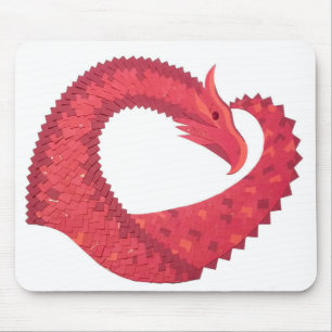 Mousepad Dragão vermelho em branco