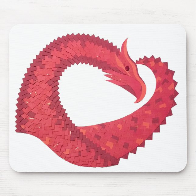 Mousepad Dragão vermelho em branco (Frente)