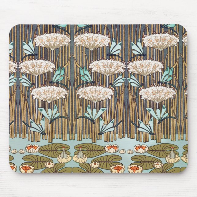 Mousepad Dragões Água Lírios Marsh Art Nouveau (Frente)