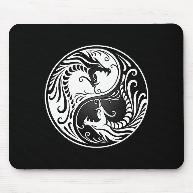 Mousepad Dragões brancos e pretos de Yin Yang (Frente)