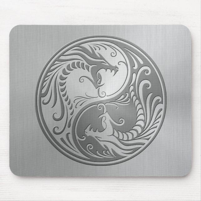 Mousepad Dragões de aço inoxidável de Yin Yang (Frente)