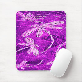 Mousepad Dragões de prata em um céu magenta