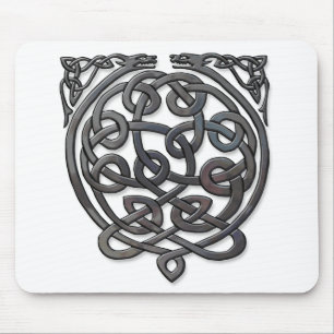 Mousepad Dragões Nó Celta - Cromo Negro