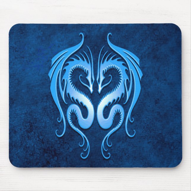 Mousepad Dragões tribais, azuis (Frente)