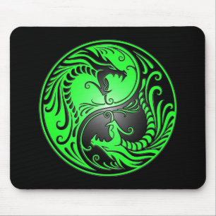 Mousepad Dragões, verde e preto de Yin Yang