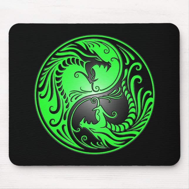 Mousepad Dragões, verde e preto de Yin Yang (Frente)