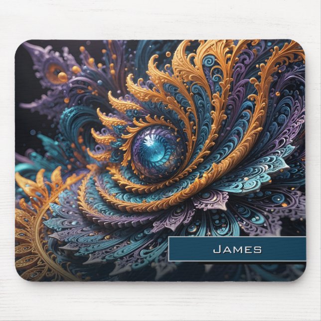 Mousepad Dragon Eye Modern Abstrato Geométrico Nome Fractal (Frente)