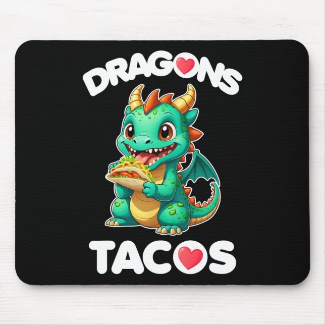 Mousepad Dragon Love Tacos Cute Cinco De Mayo Comida mexica (Frente)