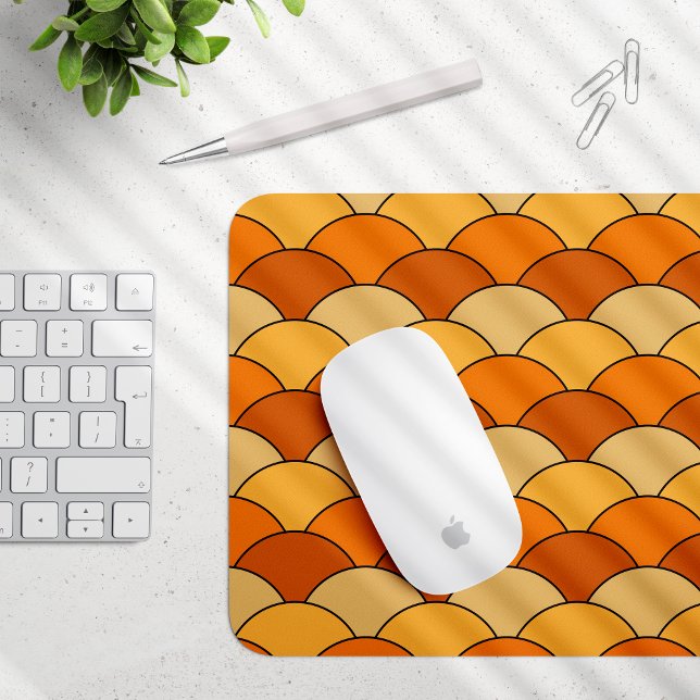 Mousepad Dragon Scales, Fans, Waves, Seigaiha, Orange (Criador carregado)