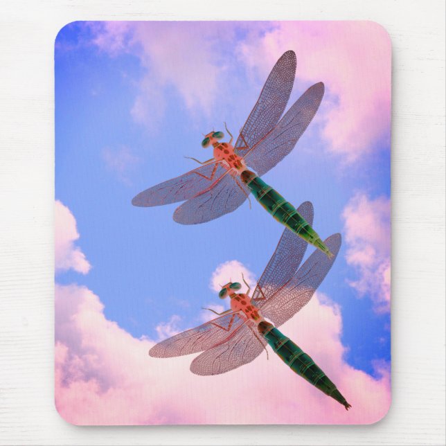 Mousepad Dragonflies Blue Sky Clouds Natureza (Frente)