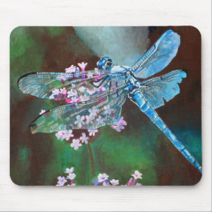 Mousepad Dragonfly Azul Descansada Em Alho Selvagem